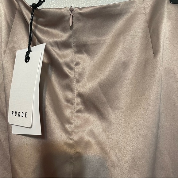 Ro + De Satin Pleated Midi Wrap Skirt Champagne NWT​​​ - Picture 6 of 7